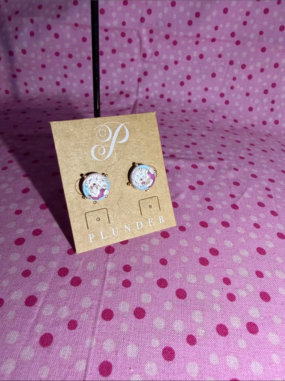 Plunder Gold-Tone Santa domed Studs earrings - Picture 2 of 3